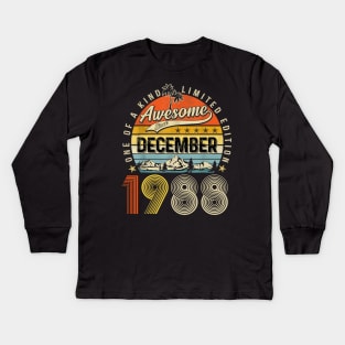 Awesome Since December 1988 Vintage 35th Birthday Kids Long Sleeve T-Shirt